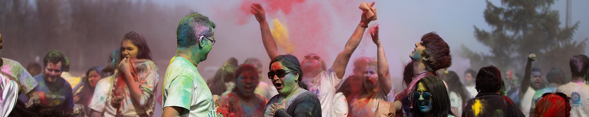 A run where they are getting covered in chalk dust